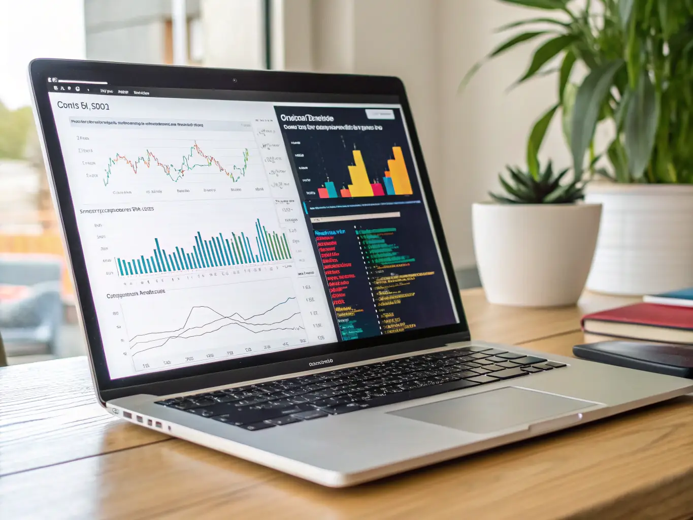 A data scientist analyzing data using Python libraries such as Pandas and NumPy, visualizing trends and insights in a UK-based company.