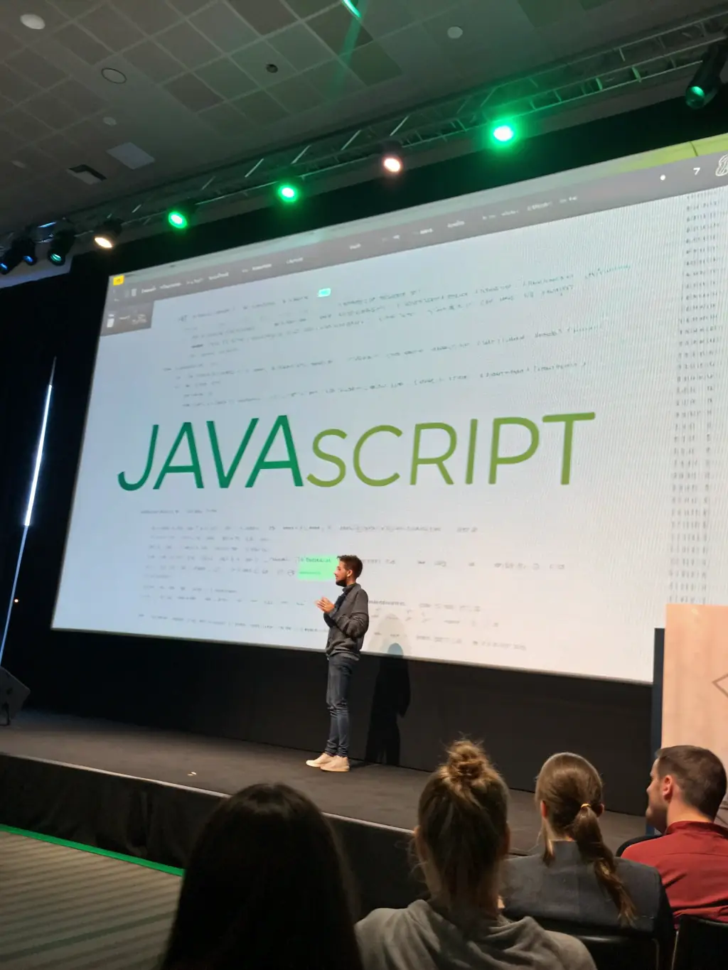 An illustration of a JavaScript code snippet running in a web browser, demonstrating its interactivity and dynamic capabilities, used to represent the JavaScript module.